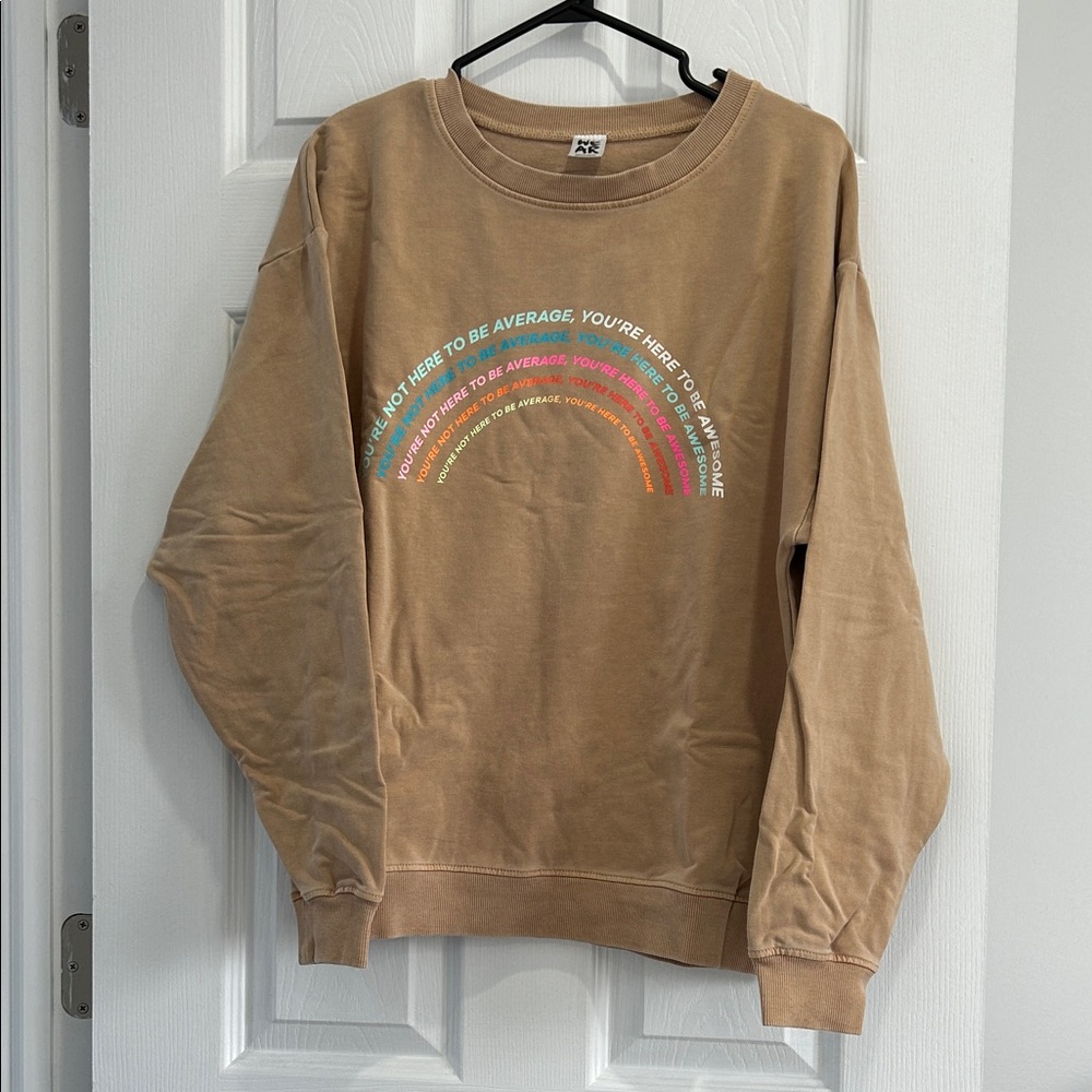 ZUMBA SALE! Beige Sweater with Vibrant Rainbow Design